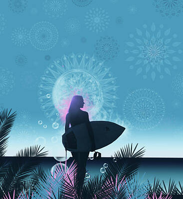 Beach Digital Art - Time To Surf 3 by Bekim M