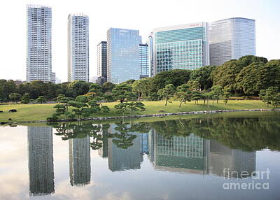 Maps Rights Managed Images - Tokyo Skyline Reflection Royalty-Free Image by Carol Groenen