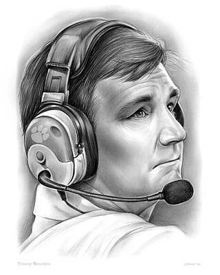 Football Drawings Rights Managed Images - Tommy Bowden Royalty-Free Image by Greg Joens