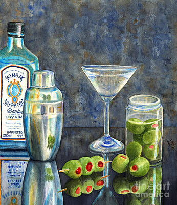 Martini Paintings - Too Many Doubles by Karen Fleschler