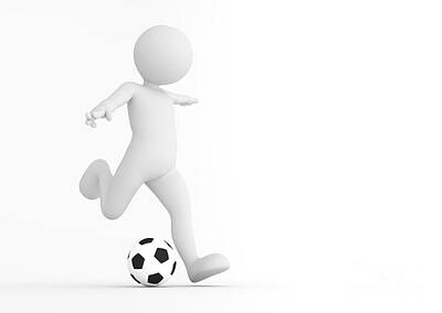 Football Rights Managed Images - Toon man soccer player shooting on goal. Football concept Royalty-Free Image by Michal Bednarek