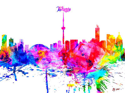 Abstract Skyline Mixed Media - Toronto Colorful Skyline by Daniel Janda