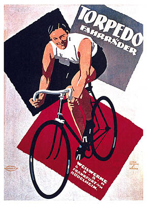 Transportation Royalty-Free and Rights-Managed Images - Torpedo Fahrrader - Cycles - Vintage Advertising Poster by Studio Grafiikka