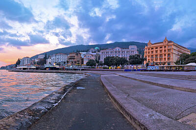 Abstract Trees Mandy Budan - Town of Opatija waterfront at sunset view by Brch Photography