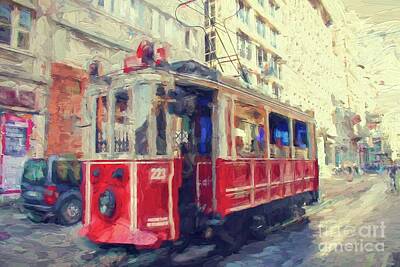 Impressionism Digital Art - Tram  to Taksim in Istanbul by Patricia Hofmeester