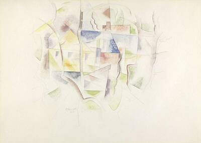 Stunning 1x - Trees and Barns Bermuda, 1917 by Charles Demuth by Charles Demuth