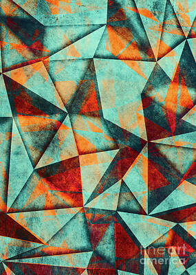 Beach House Shell Fish - Triangles Blue by Justyna Jaszke JBJart