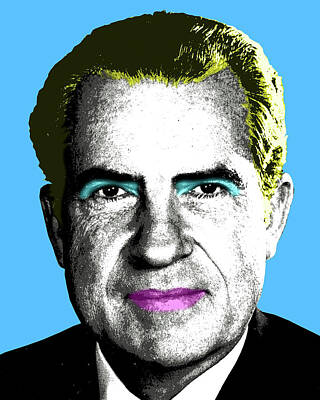 Politicians Digital Art Royalty Free Images - Tricky Dickie Monroe - Blue Royalty-Free Image by Gary Hogben