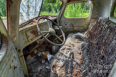 Transportation Photos - Rusty Truck Interior 2 by Paul Quinn