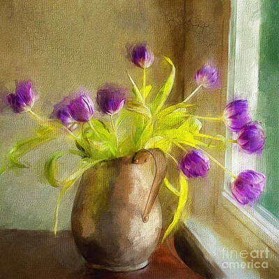 Still Life Mixed Media - Tulips Arrayed by Terry Rowe