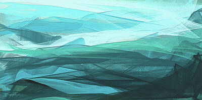 Abstract Paintings - Turquoise And Gray Modern Abstract by Lourry Legarde