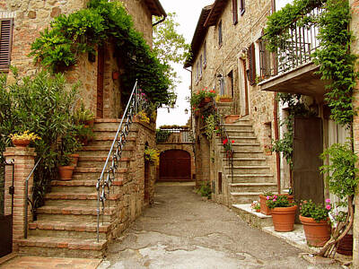 Donna Corless Royalty-Free and Rights-Managed Images - Tuscany Stairways by Donna Corless