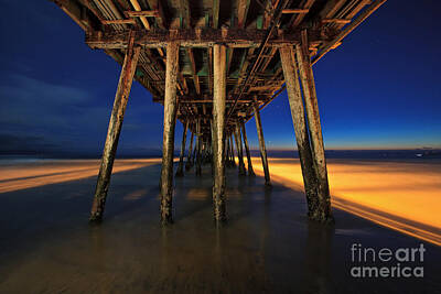 City Scenes Royalty-Free and Rights-Managed Images - Twilight Under the Imperial Beach Pier San Diego California by Sam Antonio