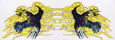 Birds Mixed Media Rights Managed Images - Two birds Royalty-Free Image by Danaan Andrew