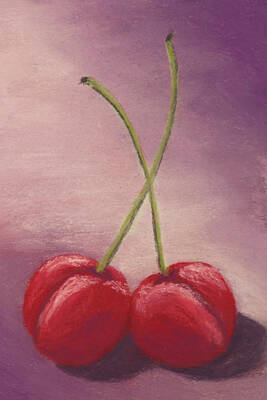 Little Mosters Rights Managed Images - Two Cherries Royalty-Free Image by Cheryl Albert