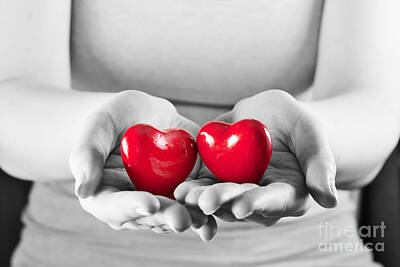 Just In The Nick Of Time - Two hearts in woman hands by Michal Bednarek