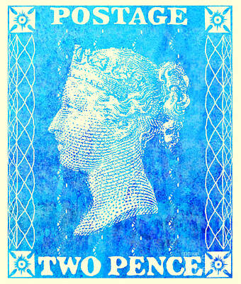 Steampunk Rights Managed Images - Two Penny Blue Postage Stamp Royalty-Free Image by J Ripley Fagence