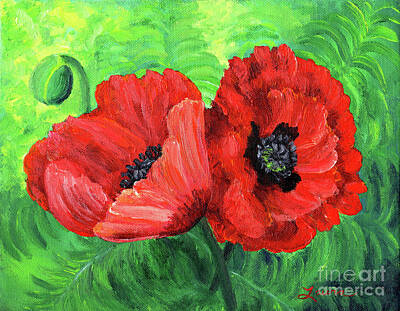 Laura Iverson Royalty-Free and Rights-Managed Images - Two Red Poppies by Laura Iverson