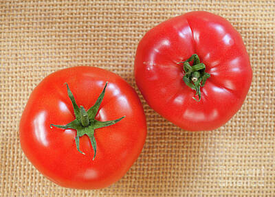 Beaches And Waves - Two red tomatoes different fruits by Arletta Cwalina
