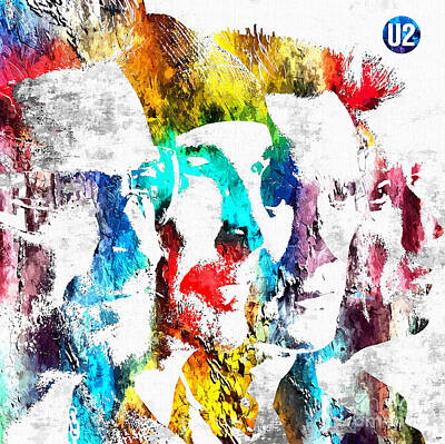 Musician Mixed Media - U2 Grunge by Daniel Janda