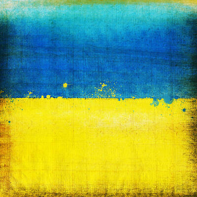 Recently Sold - Football Paintings - Ukraine flag by Setsiri Silapasuwanchai