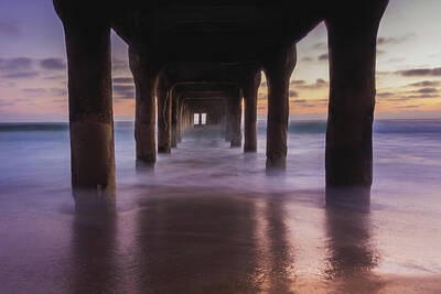 Vintage Diner Royalty Free Images - Under Manhattan Beach Pier Royalty-Free Image by Andy Konieczny