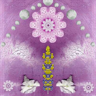 Abstract Flowers Mixed Media Rights Managed Images - Under The Rainbow Is A Temple Royalty-Free Image by Pepita Selles