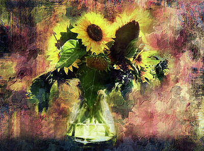 Sunflowers Mixed Media Royalty Free Images - Uniquely Modern Grunge Royalty-Free Image by Georgiana Romanovna