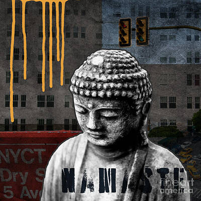 Cities Mixed Media Rights Managed Images - Urban Buddha  Royalty-Free Image by Linda Woods
