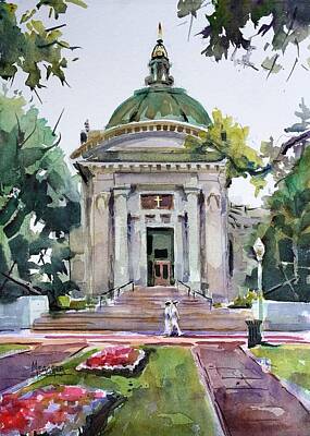 Floral Paintings - US Naval Academy Chapel by Spencer Meagher