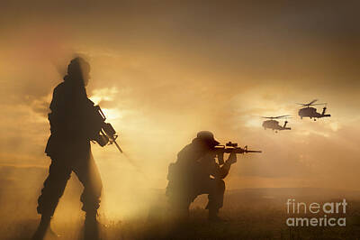 Transportation Royalty Free Images - U.s. Special Forces Provide Security Royalty-Free Image by Tom Weber