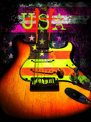 Rock And Roll Digital Art - USA Strat Guitar Music by Guitarwacky Fine Art