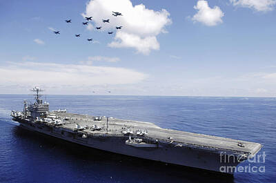 Politicians Photos - Uss Abraham Lincoln And Aircraft by Stocktrek Images