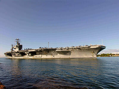Robert Braley Royalty-Free and Rights-Managed Images - USS Abraham Lincoln by Robert Braley