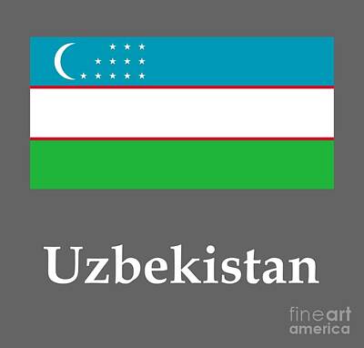State Pop Art - Uzbekistan Flag And Name by Frederick Holiday