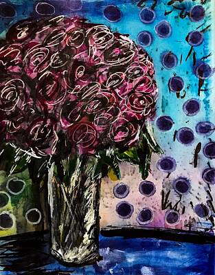 Sunflowers Mixed Media - Valentines Roses by Lisa Beth McKinney
