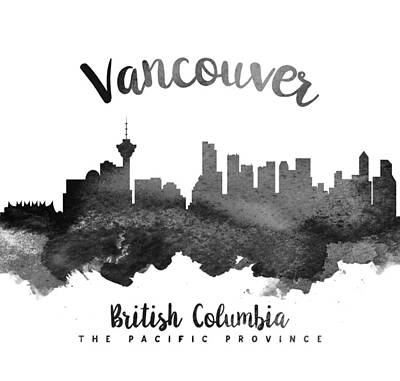 Skylines Paintings - Vancouver British Columbia Skyline 18 by Aged Pixel