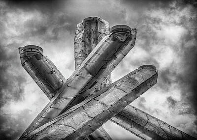 Abstract Works - Vancouver Olympic Cauldron - bw by Stephen Stookey