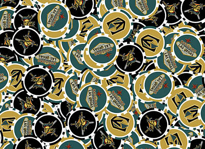 Fantasy Digital Art - Vegas Golden Knights Poker Chips Illustration by Ricky Barnard