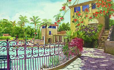 Celebrity Watercolors - Venetian Pool by Terry Arroyo Mulrooney