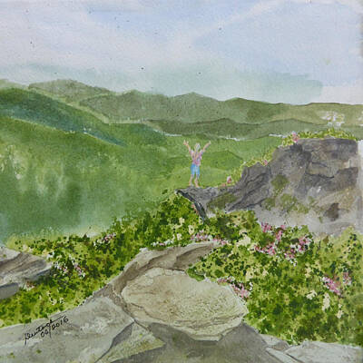 Red Foxes - View from Craggy Gardens - a watercolor sketch  by Joel Deutsch