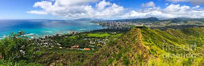 Patriotic Signs - View From Diamond Head Honolulu Hawaii by Kimberly Blom-Roemer