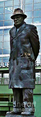 Football Rights Managed Images - Vince Lombardi Statue Silhouette Two Royalty-Free Image by Stephanie Forrer-Harbridge
