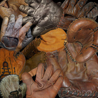 Baseball Royalty Free Images - Vintage Baseball Gloves Royalty-Free Image by Andrew Fare