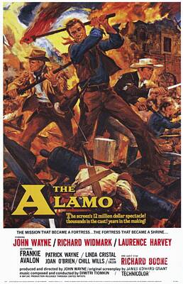 Actors Paintings - Vintage Classic Movie Posters, The Alamo by Esoterica Art Agency