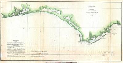 Damon Grey Nfl Football Teams Chalkboard Royalty Free Images - Vintage Florida Panhandle Coastal Map - 1852 Royalty-Free Image by CartographyAssociates