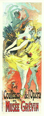 Cities Drawings - vintage French art nouveau ballet vertical banner  by Heidi De Leeuw