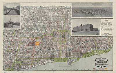 City Scenes Drawings - Vintage Map of Chicago - 1912 by CartographyAssociates
