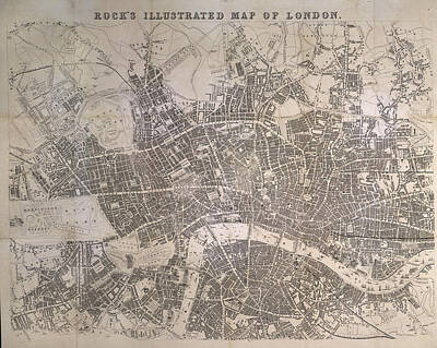 Cities Drawings - Vintage Map of London England - 1845 by CartographyAssociates
