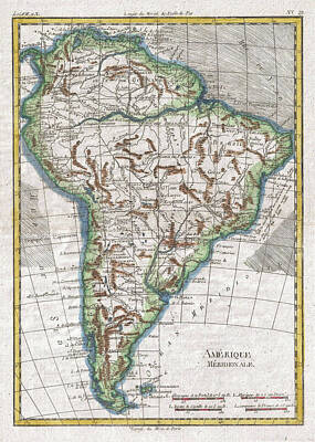 Giuseppe Cristiano Royalty Free Images - Vintage Map of South America - 1780 Royalty-Free Image by CartographyAssociates